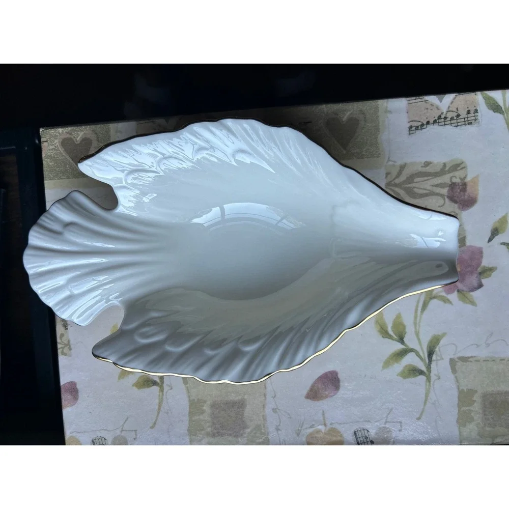 Vintage Lenox Porcelain Dove Catchall Candy Dish Gold Trim Ivory